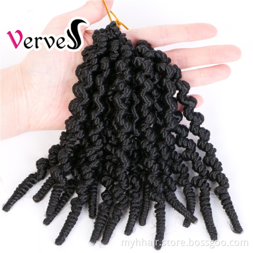 10 Pcs 8 inch 15 Roots Synthetic Braiding Hair Extensions Ombre color Black Brown Crochet Hair Curly Pre-twisted Braids